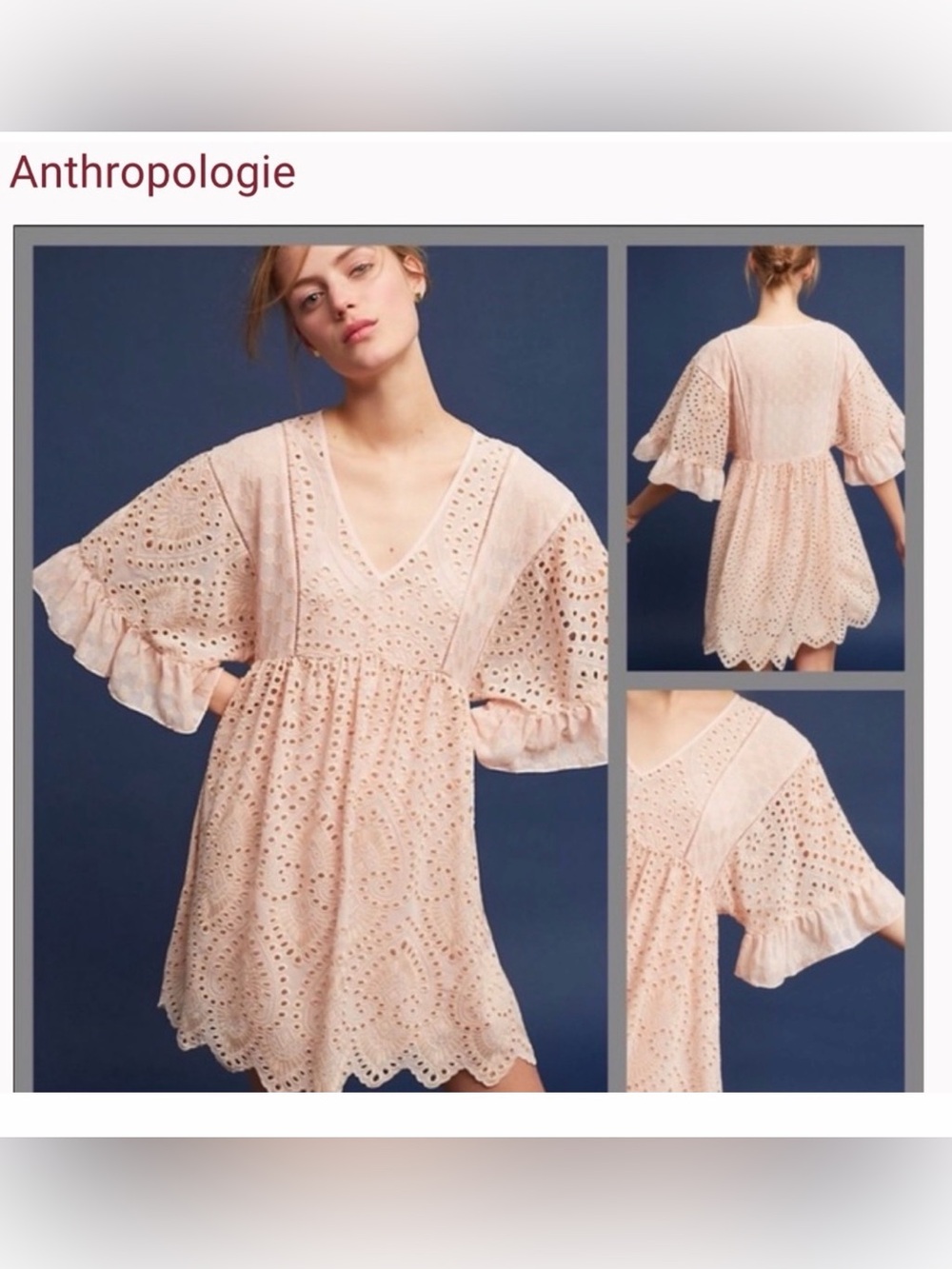 Anthropologie  Akemi + Kin Blush Pink Eyelet Embroidered dress